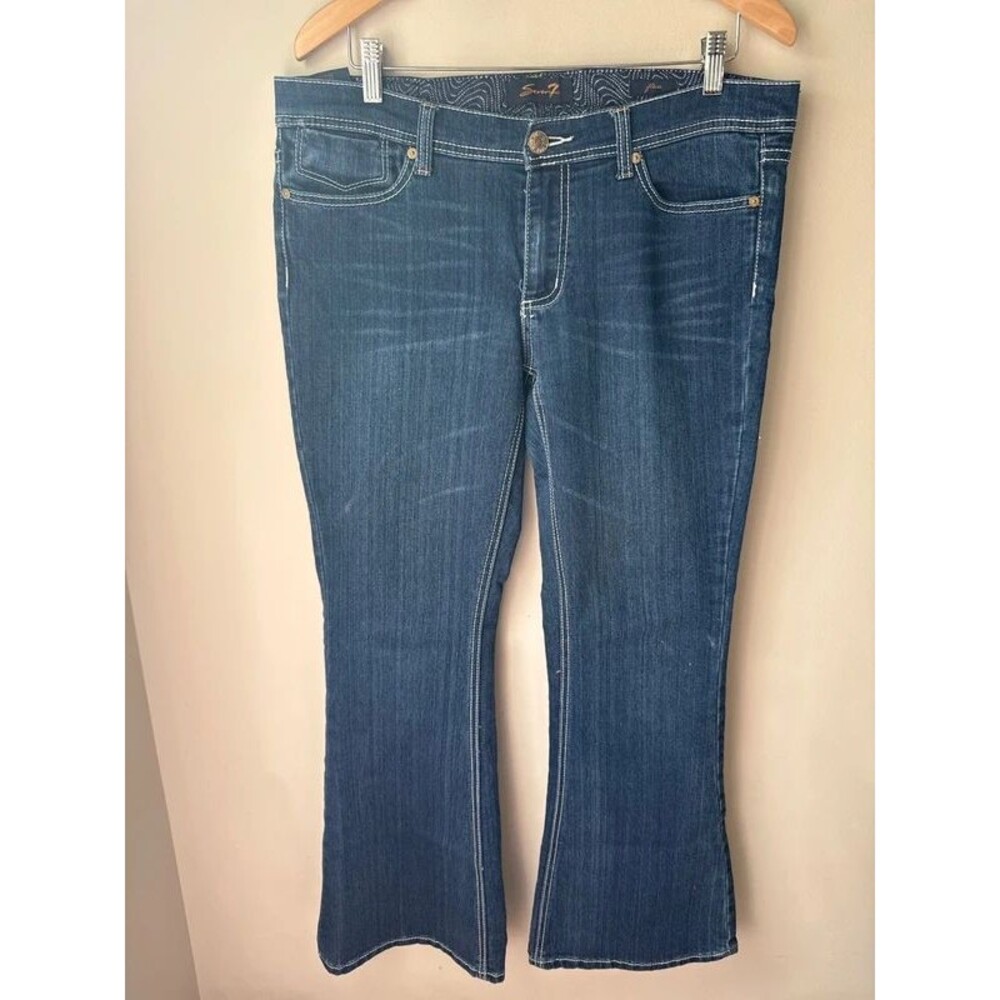 Seven7 Low Rise Flare Jeans Medium Wash Size 14